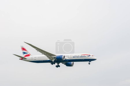 Photo for British Airways Airlines Boeing 787 Dreamliner G-ZBKL landing in London Heathrow International Airport. - Royalty Free Image