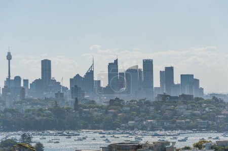 Photo for Sydney Harbour and Opera House. Cityscape. Darling Point, Point Piper, Westfield Tower - Royalty Free Image