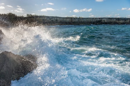 Téléchargez les photos : Caribbean Sea and Coastline in Barbados. Sea Water Flash - en image libre de droit