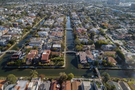 Photo for Venice Canals in California. The Venice Canal Historic District is a district in the Venice section of Los Angeles, California - Royalty Free Image