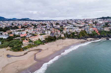 Photo for Sea Cliff area in San Francisco, California. Baker Beach in foreground. - Royalty Free Image