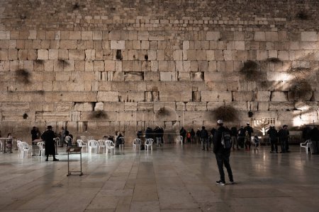 Photo for Jerusalem, Israel - December 04, 2018: The Western Wall, Wailing Wall, or Kotel, known in Islam as the Buraq Wall, is an ancient limestone wall in the Old City of Jerusalem - Royalty Free Image