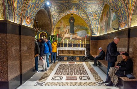 Photo for Jerusalem, Israel - December 07, 2018: Church of the Holy Sepulchre, Interior. Church of the Resurrection is a church in the Christian Quarter of the Old City of Jerusalem. - Royalty Free Image