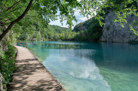 Téléchargez les photos : Lacs de Plitvice en Croatie. Lieu de visite. Très populaire parmi les touristes. Beau paysage et nature. Lumière du jour. - en image libre de droit