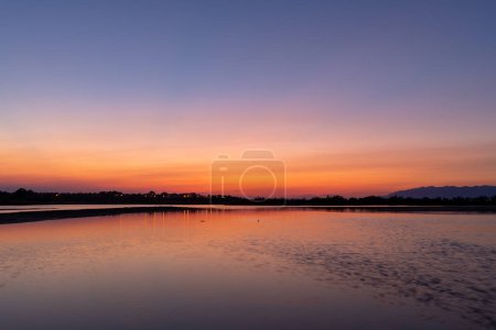 Photo for Beautiful Sunset in Croatia. Sunlight on the shore of Sea. Beautiful colors. Reflection - Royalty Free Image