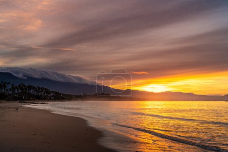 Photo for Santa Barbara shoreline, California. Sunrise Skyline and Beach. - Royalty Free Image