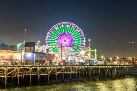 Photo for Santa Monica Pier Carousel at Night, California - Royalty Free Image