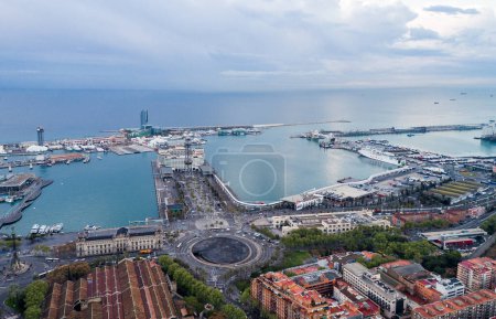 Photo for Barcelona Cityscape, Spain. Harbor in Background. - Royalty Free Image