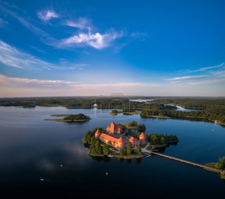 Trakai Castle with lake and forest in background. One of the most famous Sightseeing place in Lithuania