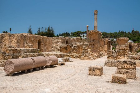 Téléchargez les photos : The Baths of Antoninus or Baths of Carthage in Tunis, Tunisia. These are the vastest set of Roman Thermae built on the African continent and one of three largest built in the Roman Empire. - en image libre de droit