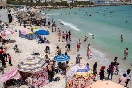 Photo for MONASTIR, TUNISIA - JUNE 16, 2016: Public Beach in Monastir, Tunisia. - Royalty Free Image