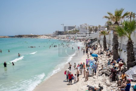 Photo for MONASTIR, TUNISIA - JUNE 16, 2016: Public Beach in Monastir, Tunisia. - Royalty Free Image