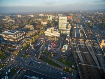 Photo for Eindhoven City Cityscape in Netherlands. Drone Point of View. Skyline - Royalty Free Image