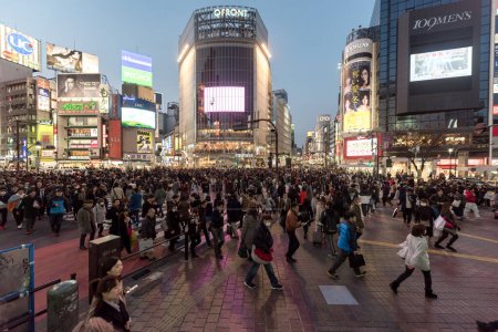 Photo for Shibuya District in Tokyo. Famous and busiest intersection in the world, Japan. Shibuya Crossing - Royalty Free Image