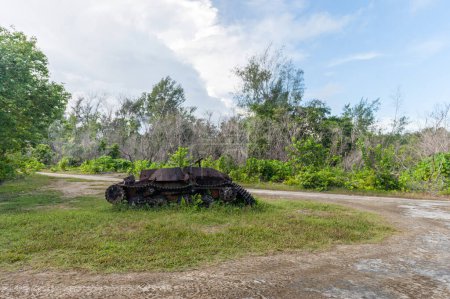 Photo for Tank in Peleliu. World War Heritage. Janapese and USA. Micronesia - Royalty Free Image