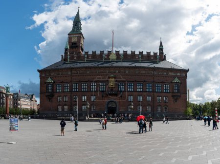 Photo for COPENHAGEN, DENMARK - AUGUST 22, 2017: Copenhagen City Hall with The Jens Olsen Astronomical Clock Tower - Royalty Free Image