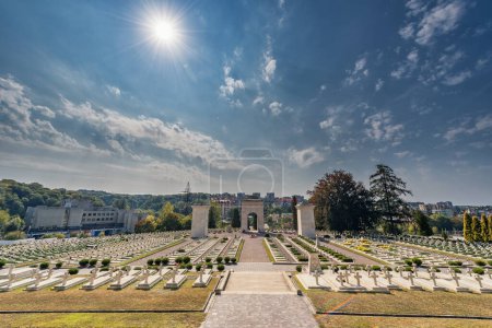 Photo for LVIV, UKRAINE - SEPTEMBER 11, 2016: Lviv City and Lychakiv Cemetery. Sightseeing Place. Polish Orlat Cemetery - Royalty Free Image