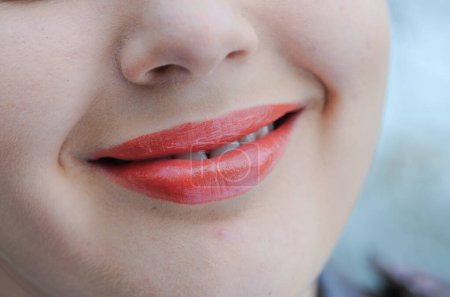 Young Adult Teen Face and Lips. Happy Smile