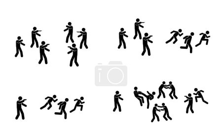 Ilustración de Fight, riot, brawl, shooting, chaos, fighter, robbery - Imagen libre de derechos