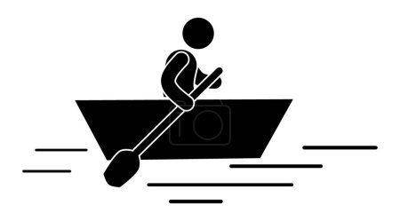 Ilustración de Silueta de dos personas remando un bote. Ilustración vectorial - Imagen libre de derechos