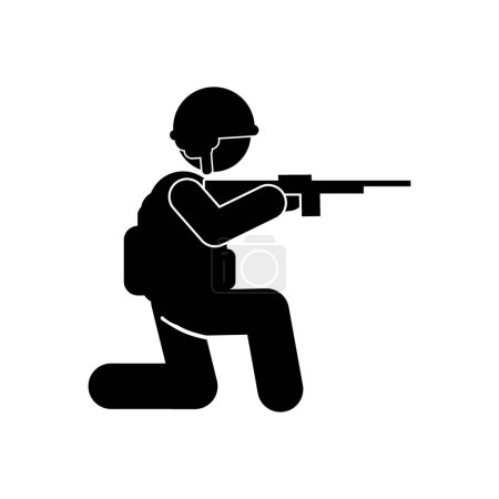 Ilustración de Ilustración vectorial militar, soldados del ejército, siluetas militares, ilustración de guerra - Imagen libre de derechos