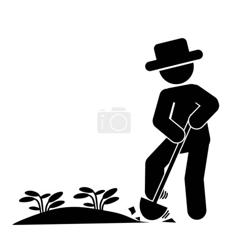 Illustration for Illustration of gardeners doing gardening, cultivating. stick figure. - Royalty Free Image
