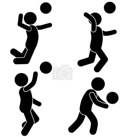 Ilustración de Ilustración plana vector palo figura, stickman, voleibol pictograma - Imagen libre de derechos