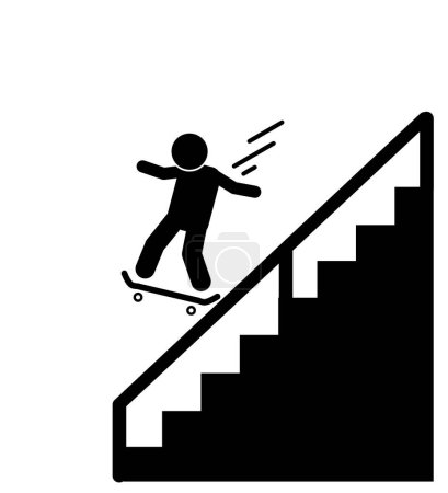 Illustration for Flat illustration vector  stick figure,stickman,pictogram playing skateboards - Royalty Free Image