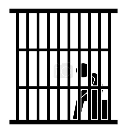 Ilustración de Silueta de un prisionero en una jaula. Ilustración vectorial. - Imagen libre de derechos