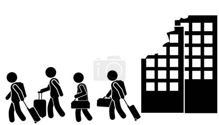 Illustration for Vector illustration of a group of refugees carrying bags - Royalty Free Image