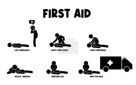 Erste-Hilfe-Set. Einfache Reihe von Erste-Hilfe-Vektor-Symbolen für Webdesign auf weißem Hintergrund