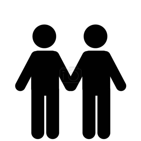 Illustration for Stick figure vector illustration, stick man, friendship pictogram, people hugging, holding hands - Royalty Free Image