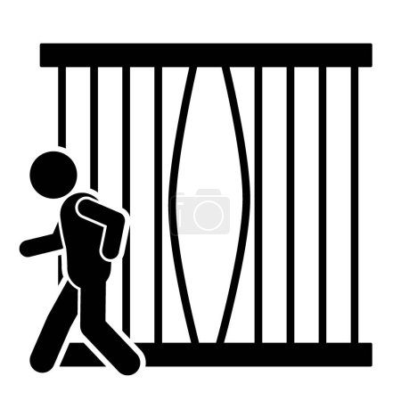 Illustration for Vector illustration of a person escaping from prison - Royalty Free Image