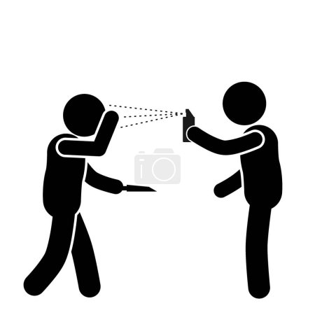 Illustration for Vector illustration of someone spraying pepper spray on a criminal - Royalty Free Image