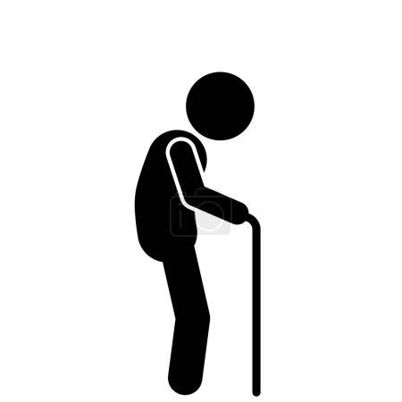 Téléchargez les illustrations : Illustration vectorielle de personnes âgées, âgées avec canne et fauteuil roulant - en licence libre de droit