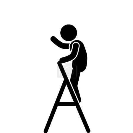 vector illustration of a man on a ladder