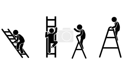 Illustration for Vector illustration of a man on a ladder - Royalty Free Image
