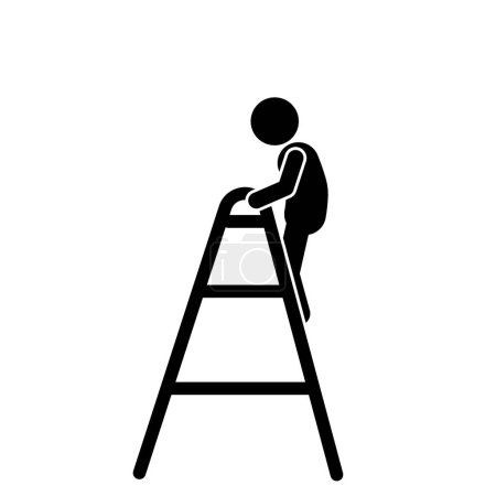 Illustration for Vector illustration of a man on a ladder - Royalty Free Image