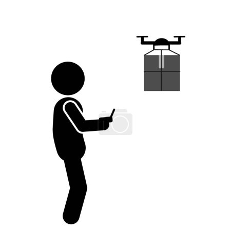 Ilustración de Concepto de entrega de pedidos en línea, entrega de alimentos. drone - Imagen libre de derechos