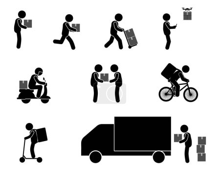 Téléchargez les illustrations : Concept de livraison de commande en ligne, livraison de nourriture - en licence libre de droit
