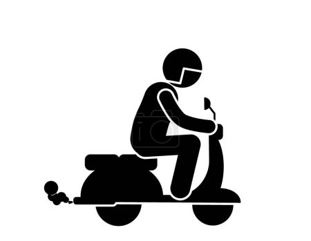 Illustration for Man riding a scooter icon. Simple illustration of man riding a scooter vector icon for web - Royalty Free Image