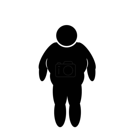 Icono de vector de hombre gordo. Ilustración negra aislada sobre fondo blanco para diseño gráfico y web.obesidad