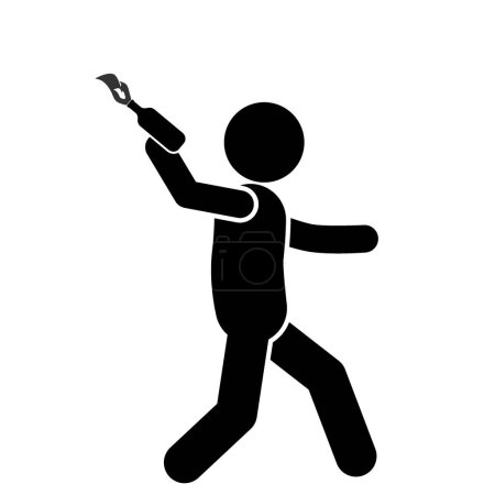 Illustration for Man throwing molotov, holding molotov - Royalty Free Image