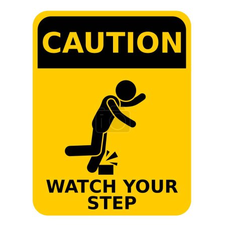 Caution Watch Your Step Symbol Sign Isolate on White Background,Vector Illustration