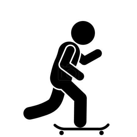 skateboarder icono sobre fondo blanco, estilo silueta, ilustración vectorial