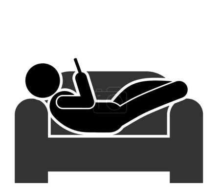 Téléchargez les illustrations : Illustration vectorielle de personnes se relaxant sur le canapé, paressant sur le canapé - en licence libre de droit
