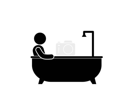 Vektorillustration des Badens in einer Badewanne