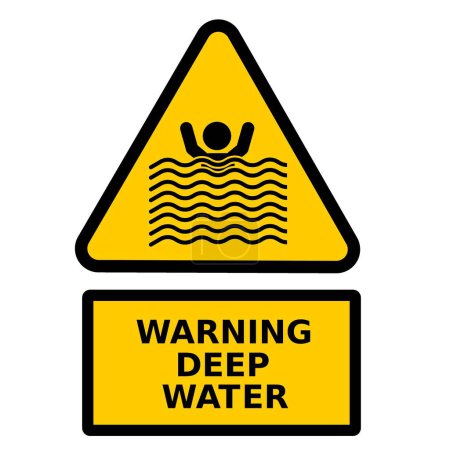 Illustration for Deep water warning sign, deep swimming pool warning sign - Royalty Free Image