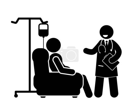 Téléchargez les illustrations : Illustration vectorielle du médecin traitant un patient par chimiothérapie - en licence libre de droit