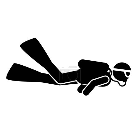 vector illustration of a stick figure diving